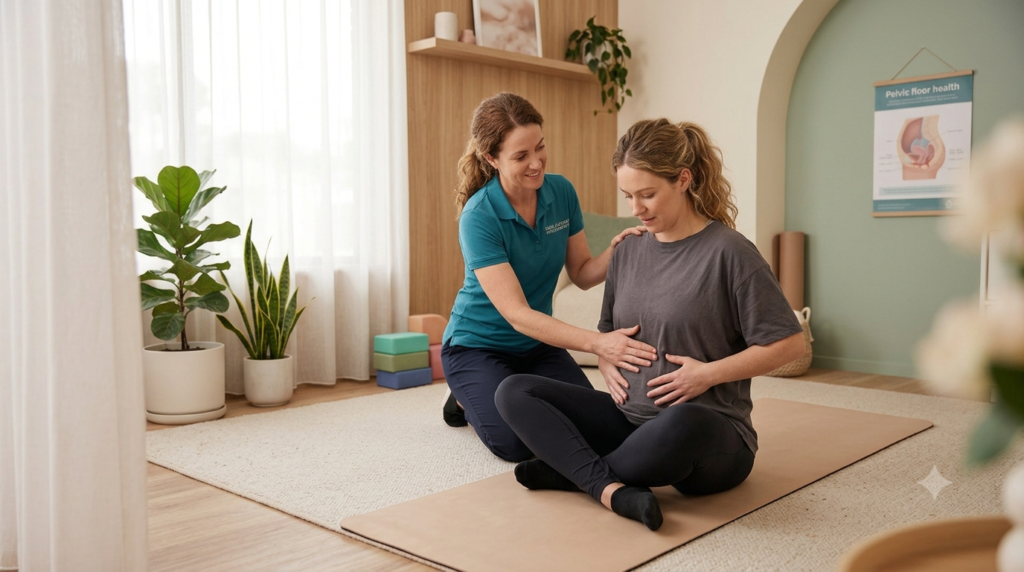 Postnatal physiotherapy for diastasis recti and pelvic floor recovery near Greater Noida West