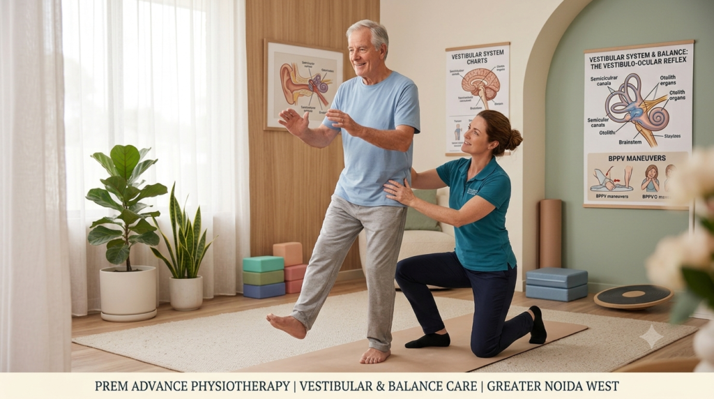 Vertigo and BPPV vestibular rehabilitation physiotherapy near Greater Noida West